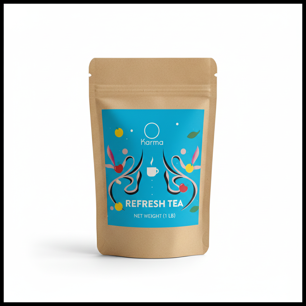 Karma Refresh Tea | Apple pieces, Ginger, Orange peel, Peppermint, Eucalyptus, Sage leaves, Elderflower