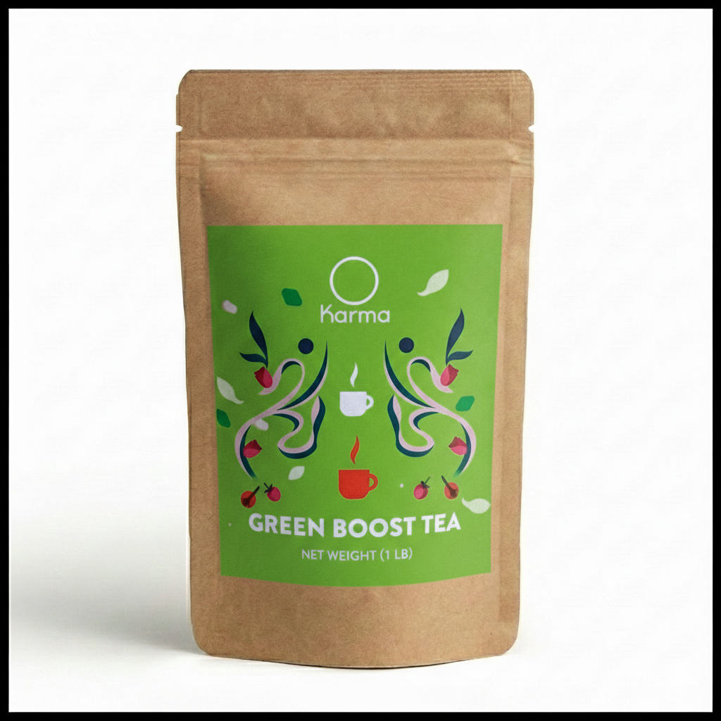 Karma Green Boost Tea |  Ginger, Green tea, Lemongrass, Lemon myrtle